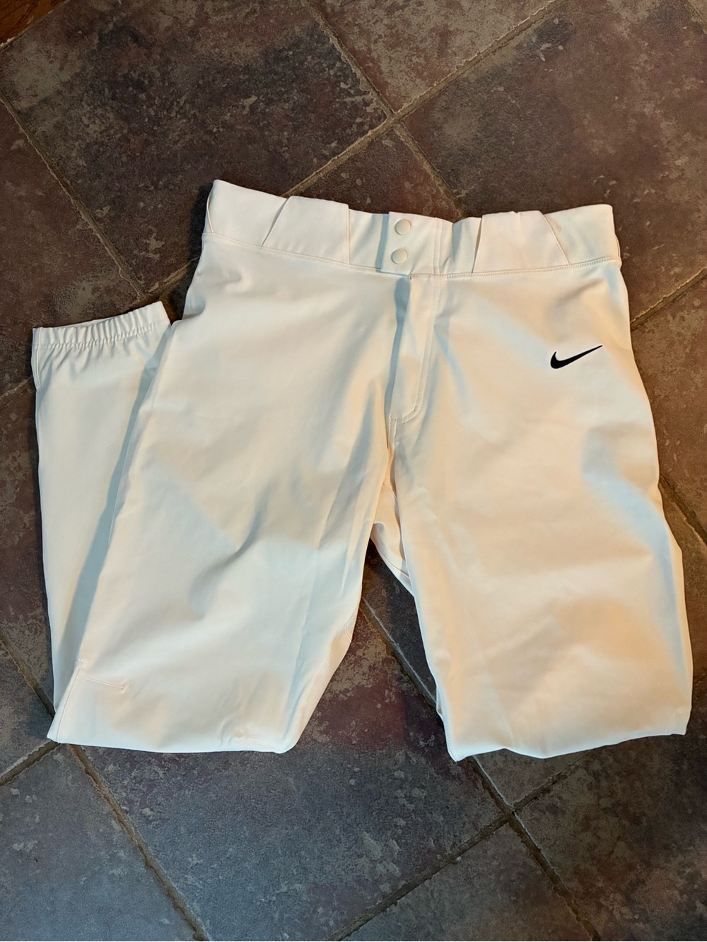 Nike Mens Cream/Ivory Baseball Pants with Black Swoosh
